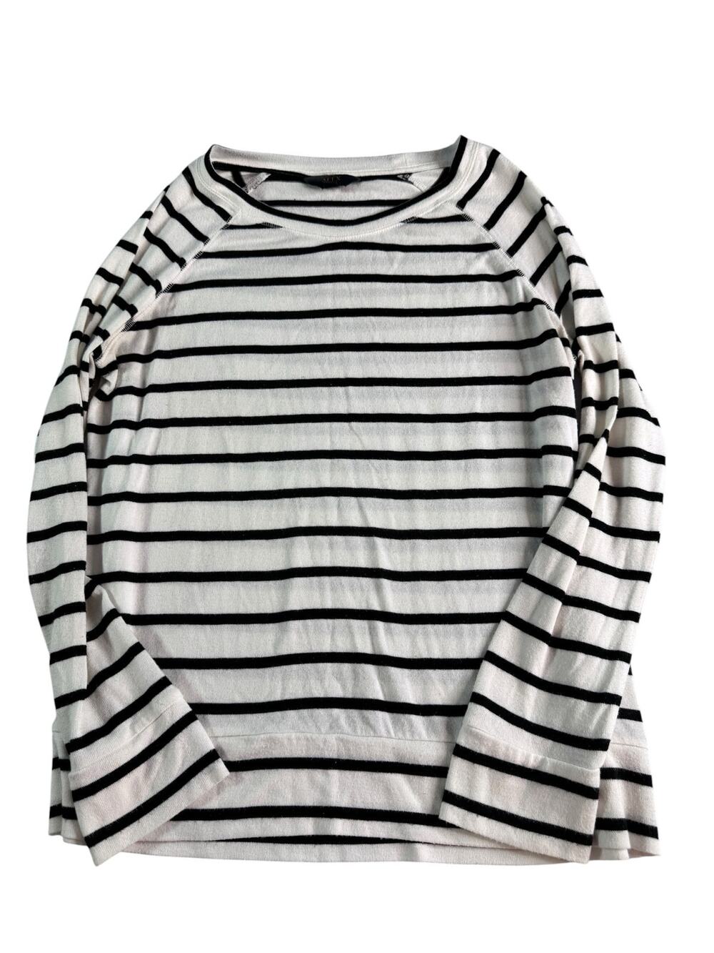 MIX by 41 Hawthorn Women's XL Black White Striped Knit Top Long Sleeve
